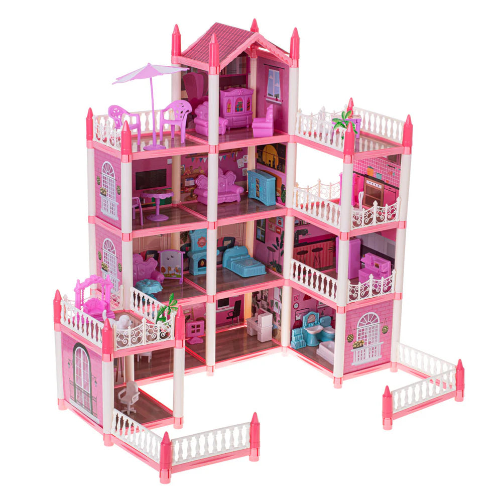Happy Childhood 4 Story & 11 Room Doll House Playset For Girls