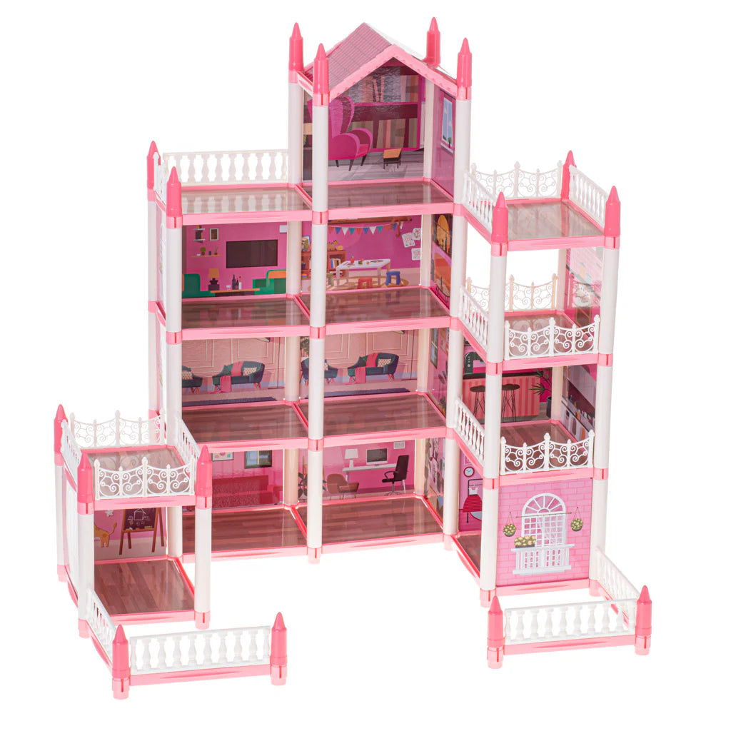 Happy Childhood 4 Story & 11 Room Doll House Playset For Girls