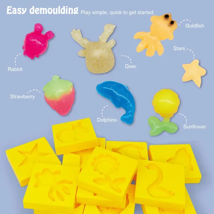 Magical Waterscape Toy Set | Build 3D Jelly Sea Animals | DIY 3D Water Art Kit with 8 Molds & 12 Colors | Fun Learning Toy for Kids