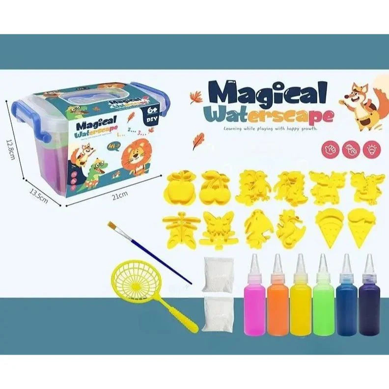 Magical Waterscape Toy Set | Build 3D Jelly Sea Animals | DIY 3D Water Art Kit with 8 Molds & 12 Colors | Fun Learning Toy for Kids